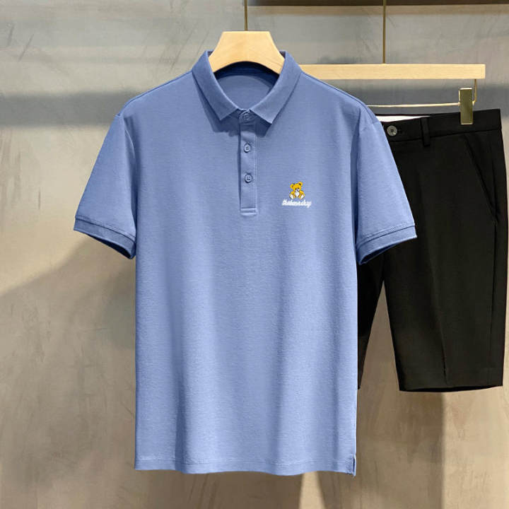 2023年新款刺繡高端翻領POLO衫男