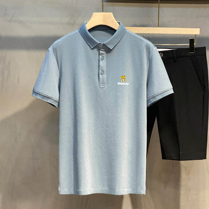 2023年新款刺繡高端翻領POLO衫男